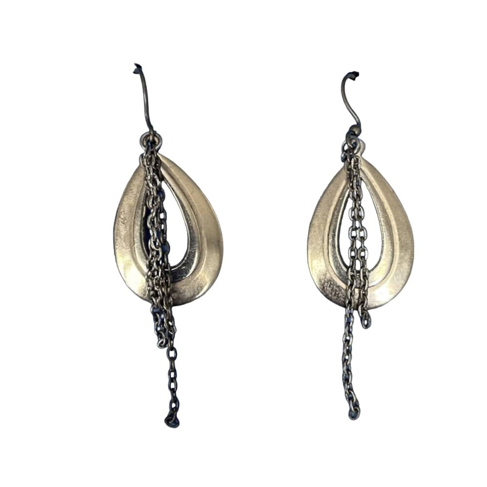 Gold Drop Earrings With Chain Accent